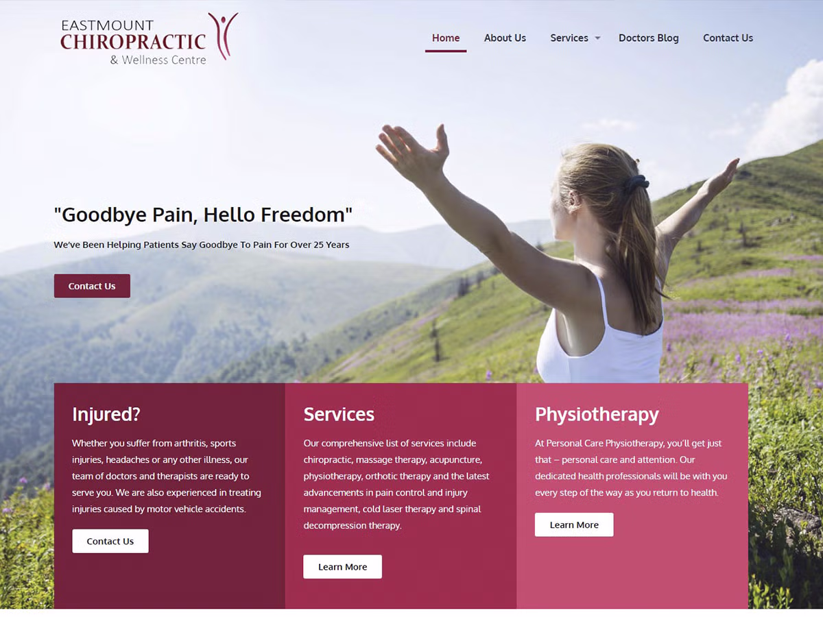 Eastmount Chiropractic website