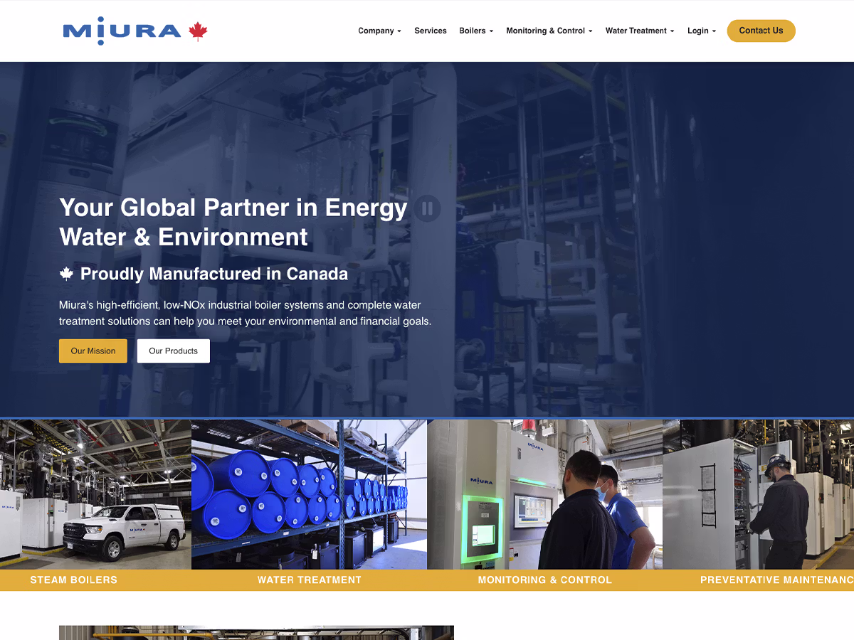 Miura Boilers Canada website