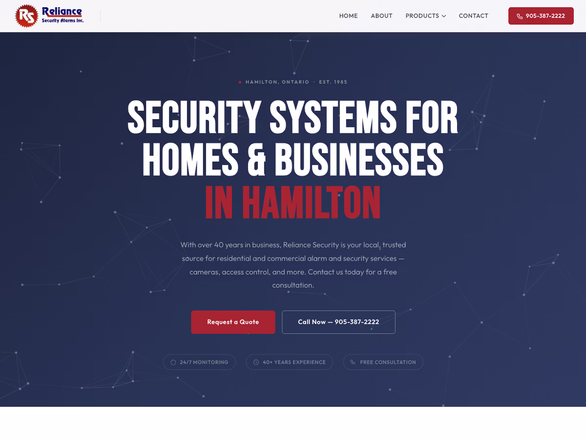 Reliance Security website
