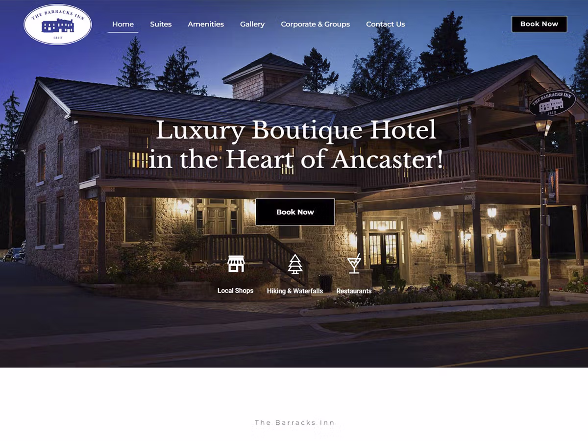 The Barracks Inn website