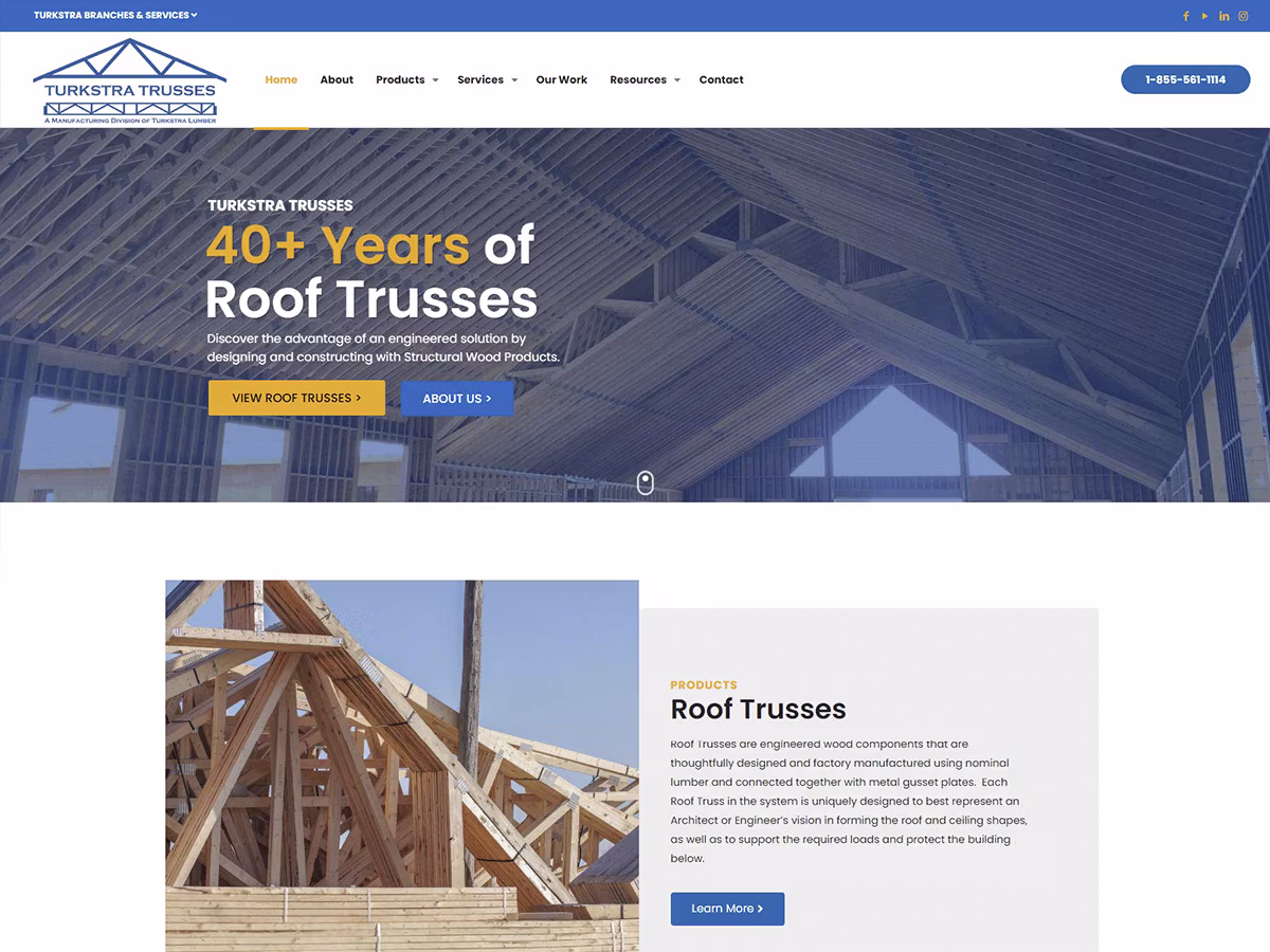 Turkstra Lumber/Trusses website